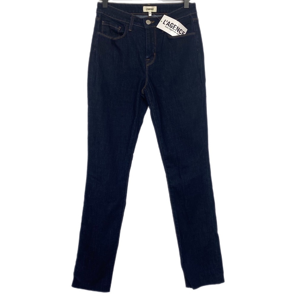 L'Agence Womens High-Rise Raw Hem Skinny Jeans Blue Size 25